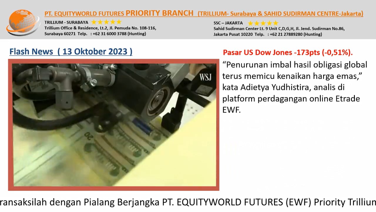 Equityworld Trillium Surabaya – Harga Emas Naik Imbas Lemahnya Dollar