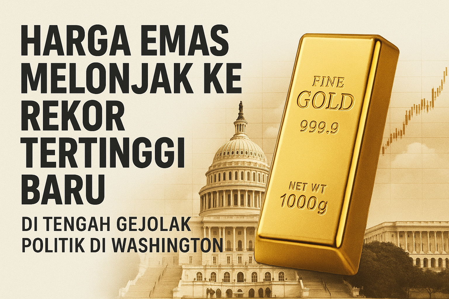 Equity World Trillium Surabaya – Harga Emas Melonjak ke Rekor Tertinggi Baru di Tengah Gejolak Politik AS