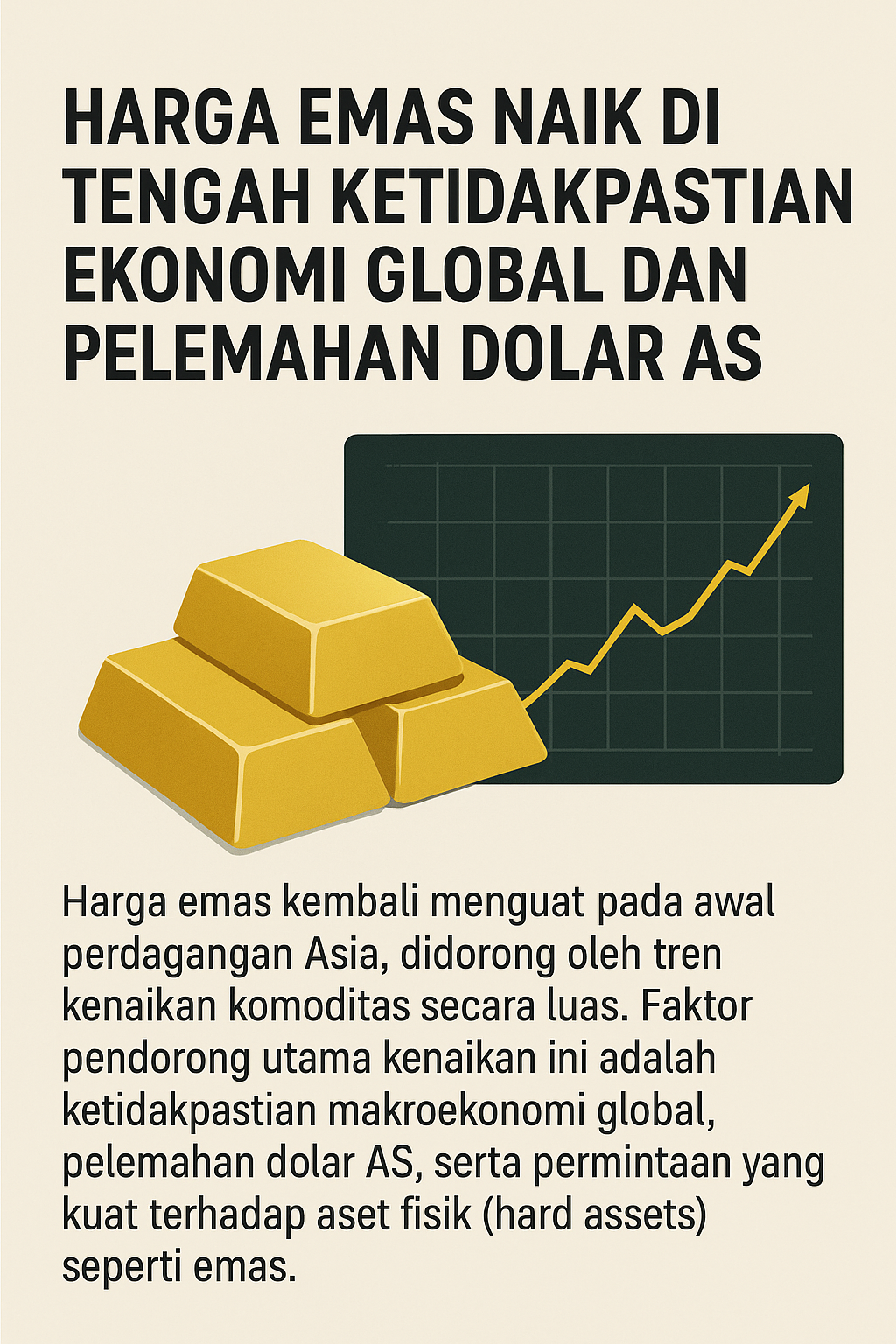 Equity World Trillium Surabaya – Harga Emas Naik di Tengah Ketidakpastian Ekonomi Global dan Pelemahan Dolar AS